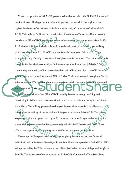 Should the EU be involved in a battle against the piracy problem in Somalia