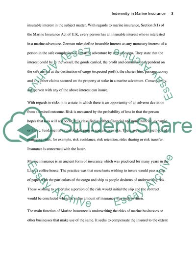 Indemnity in Marine Insurance