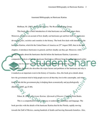 Annotated Bibliography on Hurricane Katrina