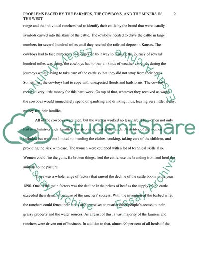 Problems Faced by the Farmers, the Cowboys, and the Miners