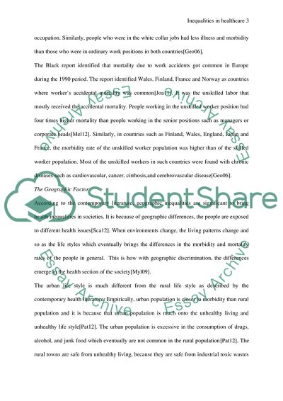 Inequalities in Healthcare