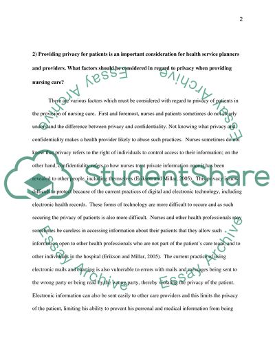 Fifteen Questions on Nursing