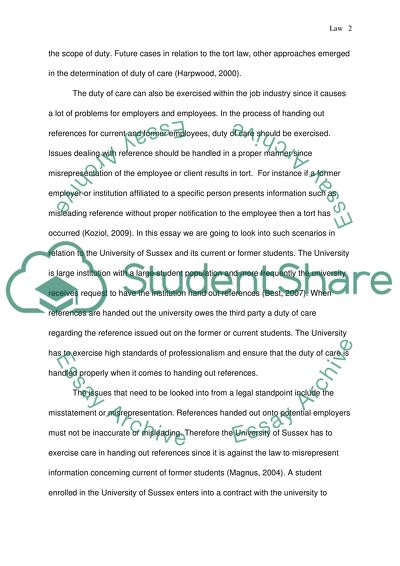 Law and Duty of Care