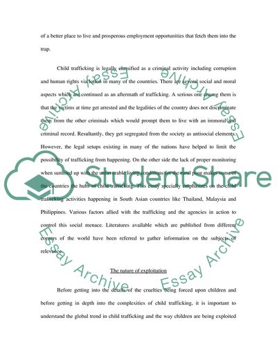 Child Trafficking in South Asian Countries: Sex Trade and Physical Labour