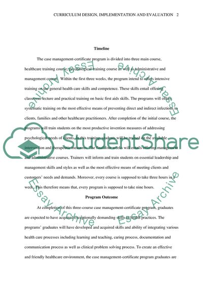 Curriculum Design, Implementation and Evaluation