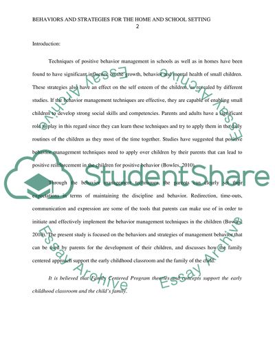 Behaviors and Strategies for the Home and School Setting