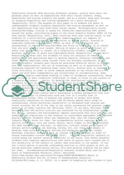 Hospitality Course Forecast