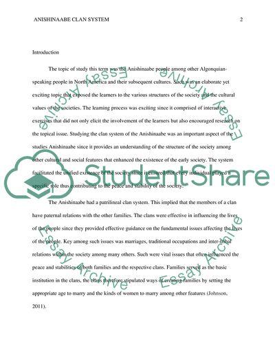 Study of the Anishinaabe Clan System