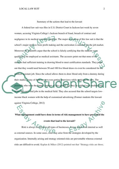 Local Lawsuit : Students File Suit Against Virginia College