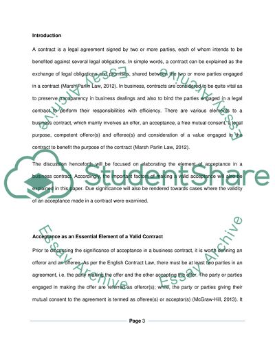 Acceptance in Business Contracts