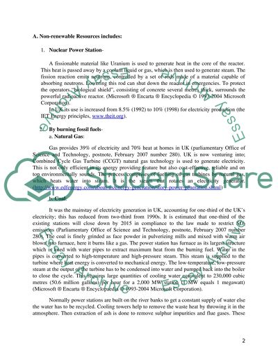 Methods of Electricity Generation of Energy within the UK and Their Impact upon the Environment