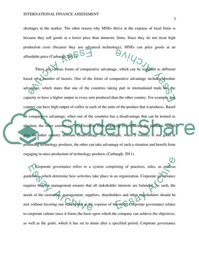 International finance assessment