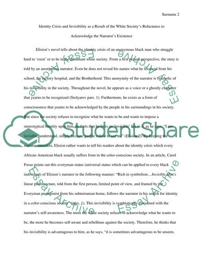 Advantage of the Invisibility of Elisions Narrator in Invisible Man