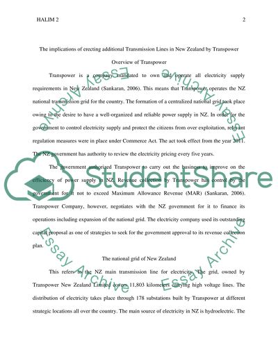The implications of erecting additional Transmissions Lines in New Zealand by Transporter