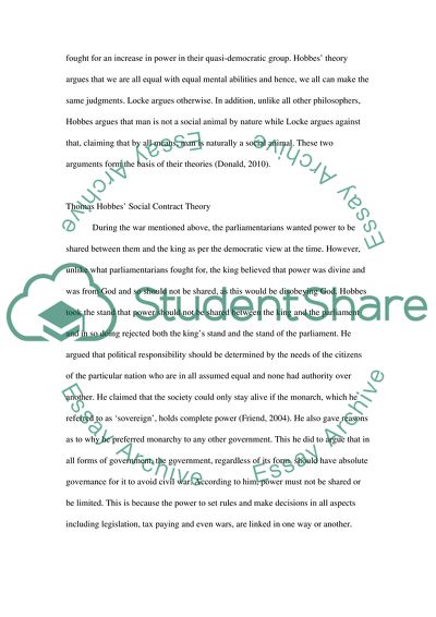 Comparison between Hobbes and Lockes Social Contract Theories