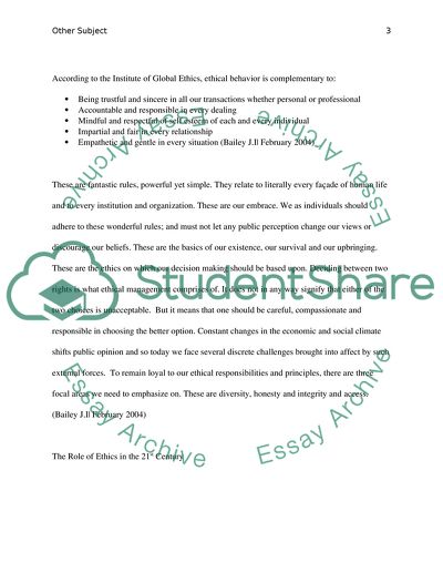 Ethics in the 21st Century