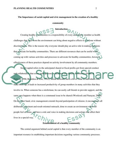 Planning Healthy Communities: The Importance of Social Capital and Civic Management