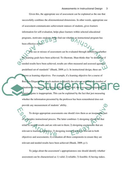 Assessments in Instructional Design