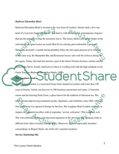 The Luxury Food Service Industry