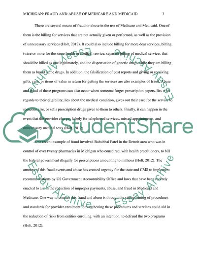 Michigan: Fraud and abuse of medicare and medicaid