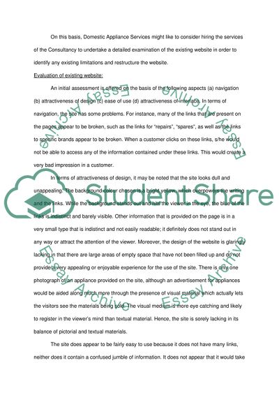 Evaluation of Retail Website: Domestic Appliance Services