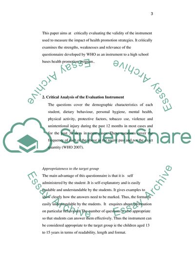 Evaluation of Health Promotion Program-Global School Based Student Health Survey