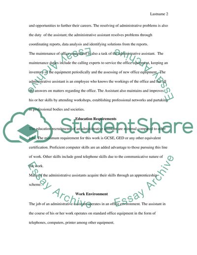 Responsibilities and Duties of Administrative Assistant