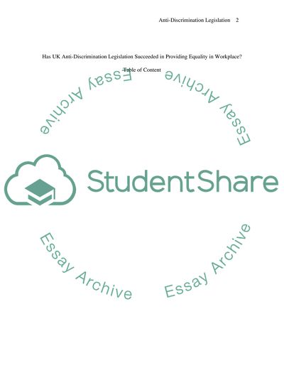 Has UK Anti-Discrimination Legislation Succeeded in Providing Equality in Workplace