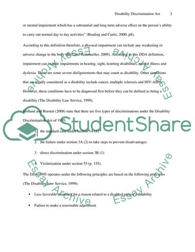 The Disability Discrimination Act in the UK