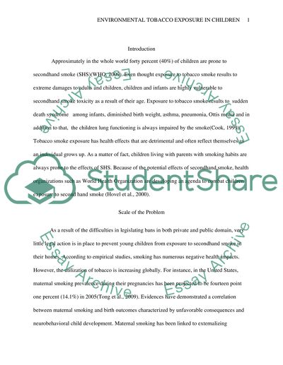 A Policy Brief on Environmental Tobacco Exposure in Children