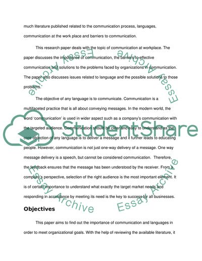 Language and Communication