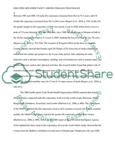 Greater Life-Expectancy among Females Than Males