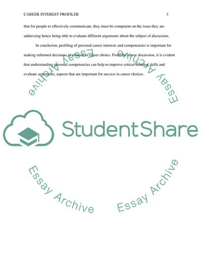 Career Interest and Competencies Activities