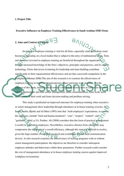 Employee Training in Saudi Arabian SME Firms
