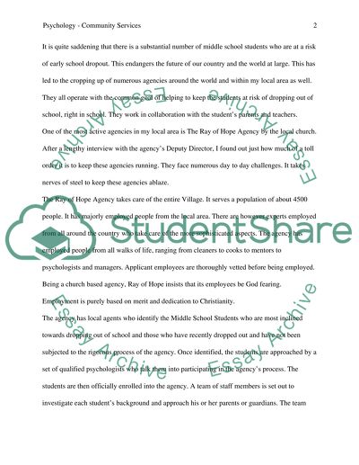 Psychology - Community service