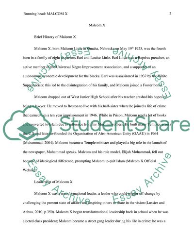 Brief History of Malcom X