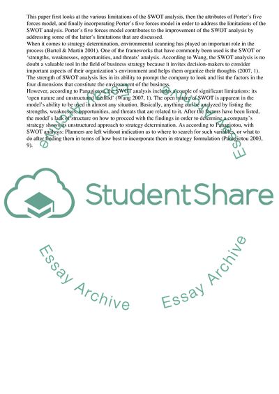 Compensation of the SWOT Analysis Limitations