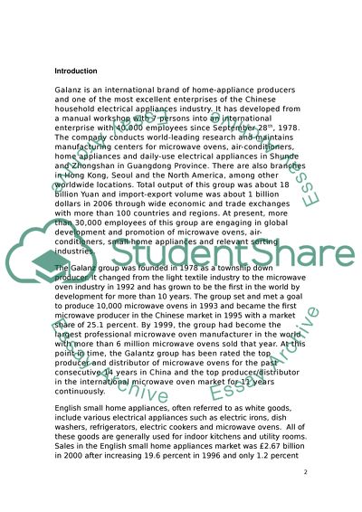 International Marketing Objectives of Galanz