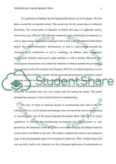 Mass Production and Industrialization