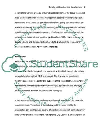 Employee selection and development