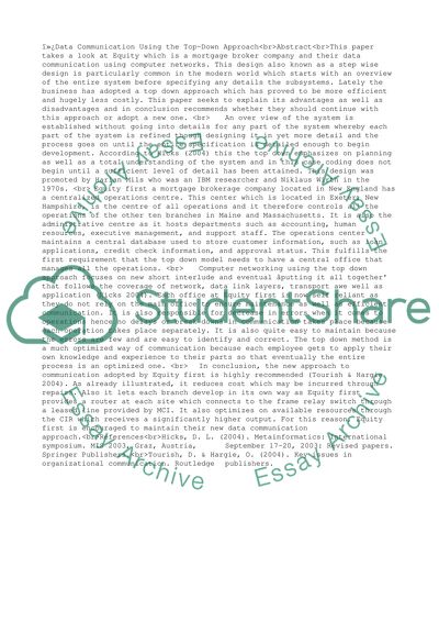 Data Communication Using the Top-Down Approach