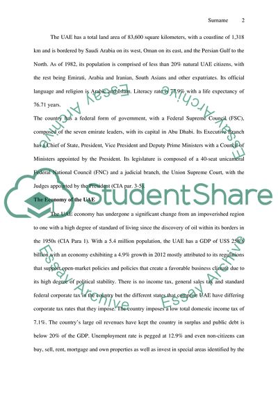 The United Arab Emirates: Economic Profile