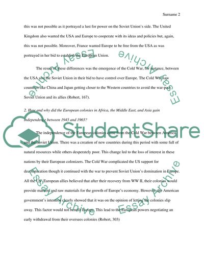 Western civilization class assignment (about 20th centrury)