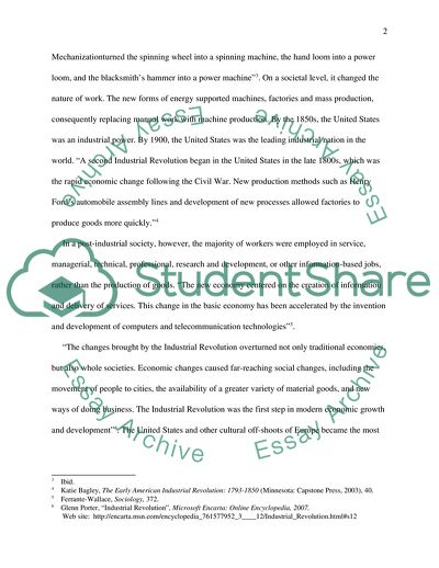 Change in American Society Due to the Industrial Revolution