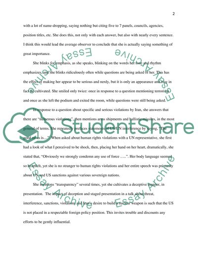 Journal ENtries on Ambassador Susan Rice