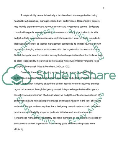 Budgetary Control in Performance Management