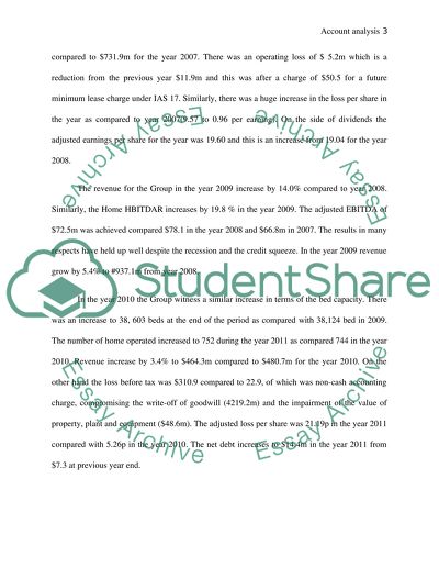 Analyze of Southern Cross Healthcare Accounts