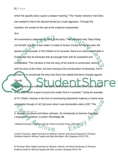 Evidence in the case of Donald who May have Hit Doris