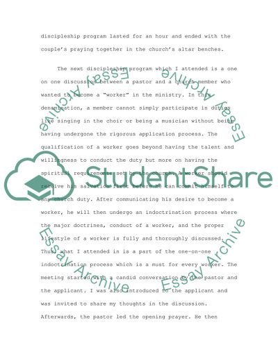 Experience in discipleship programs