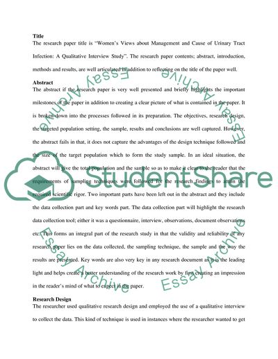 Womens Views about Management and Cause of Urinary Tract Infection